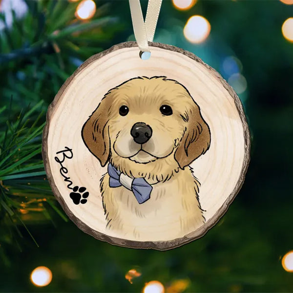 Pet Portrait Ornament, Custom Pet Ornament, Personalized Dog Ornament