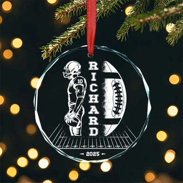 Football Ornament with Name and Number, Custom Name Football