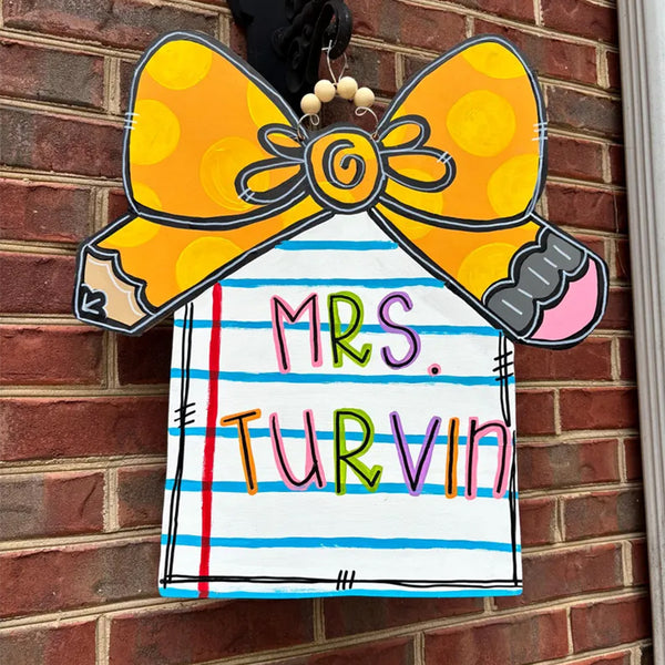 Teacher Door Hanger  Pencil Bow | New Teacher Door Hanger