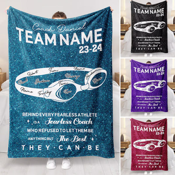 Personalized Swim Coach Blanket - Custom Coach Name, Team Name