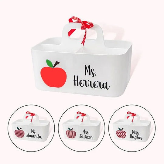 Personalized teacher's desk storage rack