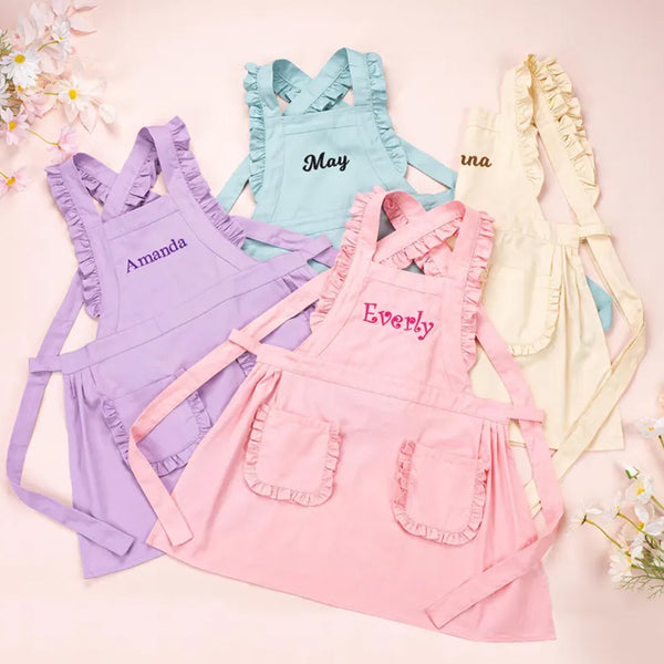 Kids Apron with Embroidered Name Toddler Cooking Apron