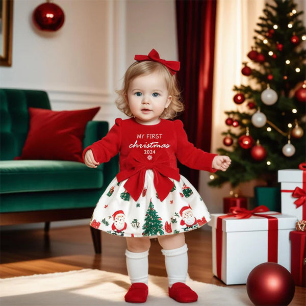 First Christmas Baby Girl Dress|Personalized Baby Girl Outfit