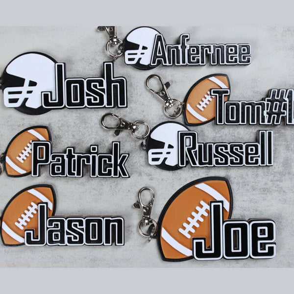 Football Keychain. Football Name Tag Keychain. Football Backpack Name Tag