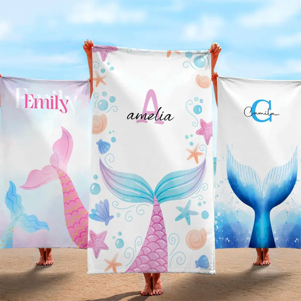 Custom Mermaid Beach Towel, Mermaid Party Gift