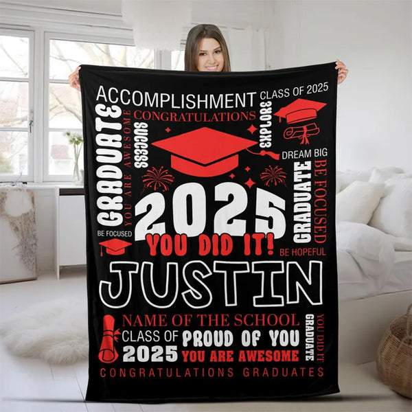 Custom Class of 2025 Graduation Blanket Personalized Throw Blanket
