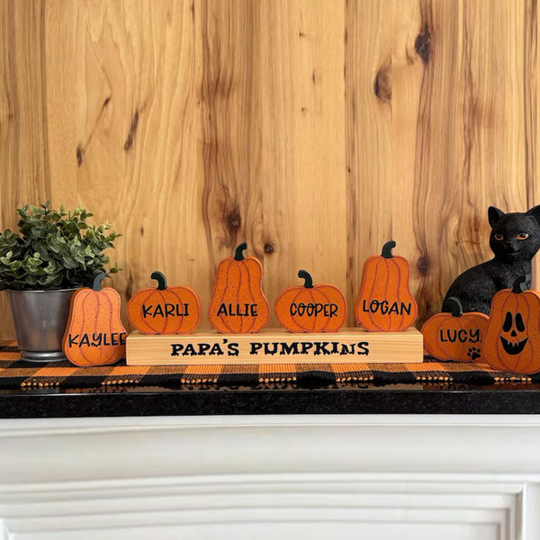 Personalized Halloween pumpkins, Wooden Halloween pumpkins with names