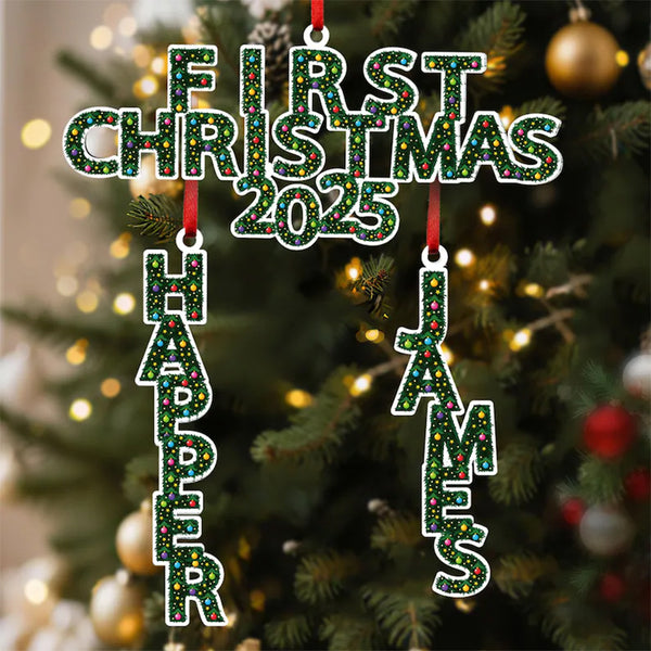 Personalized First Christmas Ornament 2025,Name Letter Ornament for Baby’s First Christmas