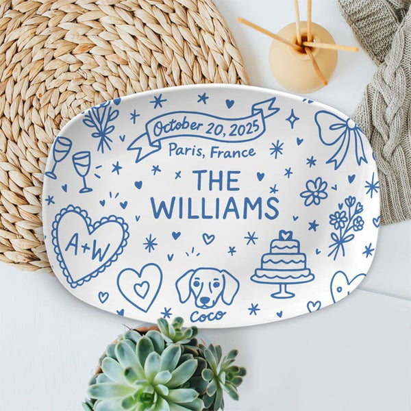 Custom Wedding Platter – Personalized Bridal Gift with Names