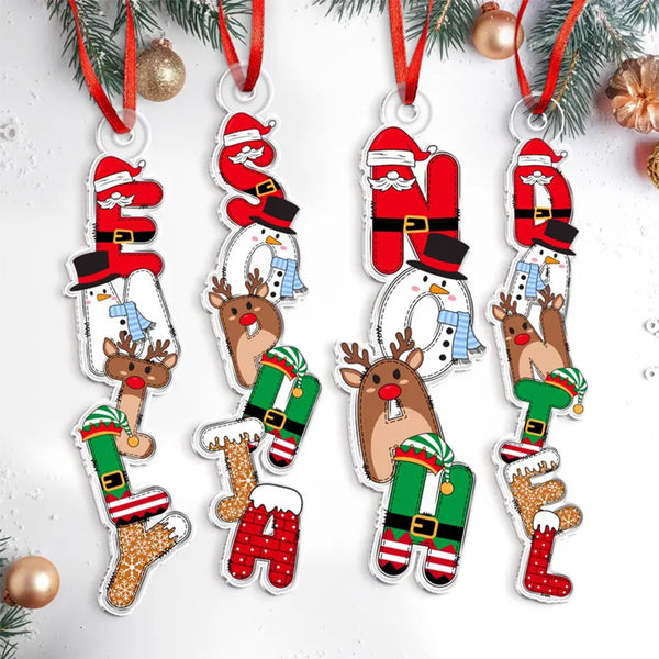 Custom Christmas Name Letter Ornament 2025: Kids Acrylic Stocking Tags