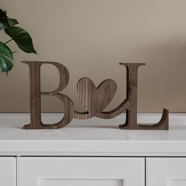 Custom Wood Initials with Heart – Personalized Wedding Gift