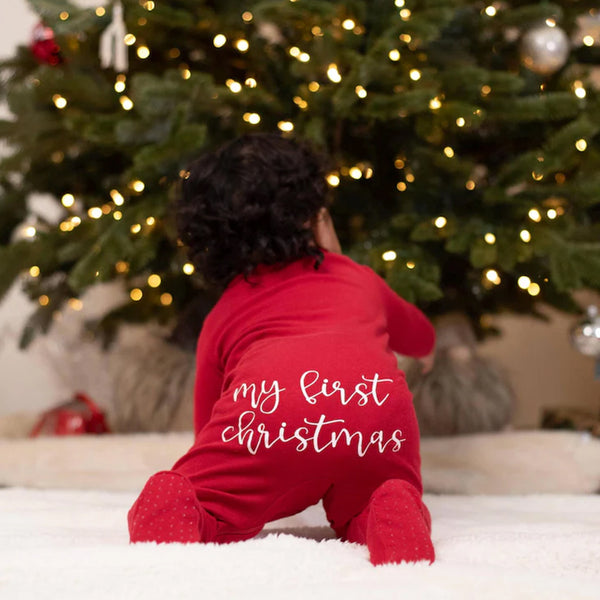Personalized Baby First Christmas Cozy Soft Long Sleeve Romper