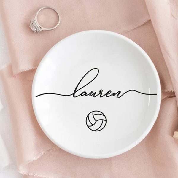 Volleyball Jewelry Dish, Volleyball Team Gift, Personalized Ring Dish, Trinket Dish