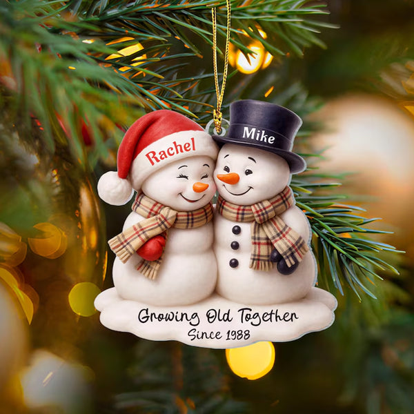 Custom Snowman Couple Ornament, Christmas Gift For Couple
