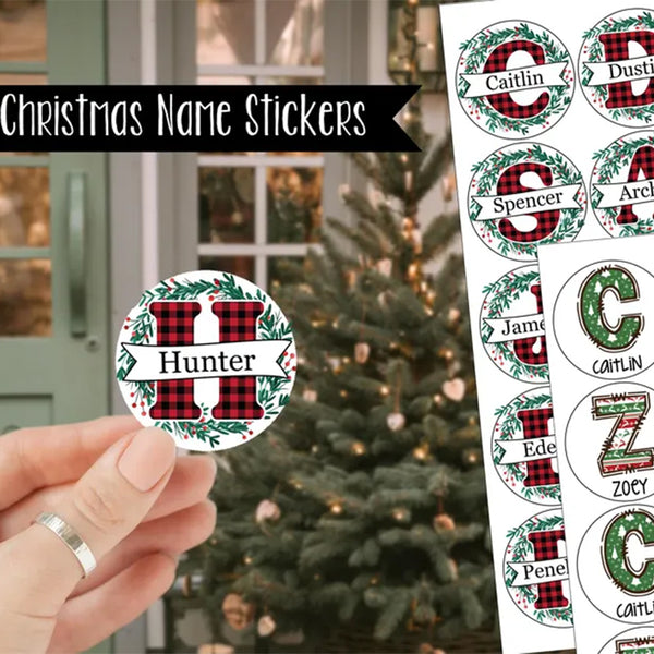 Personalized Round Name Stickers for Christmas Gifts