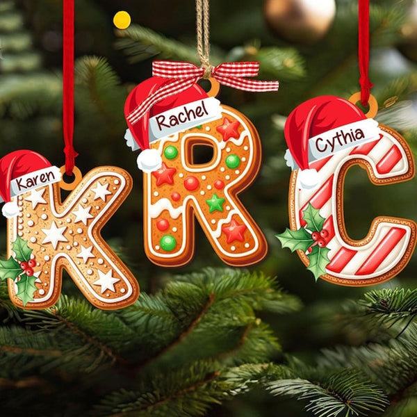 Personalized Gingerbread Letter Ornament: Custom Kids Name Ornament