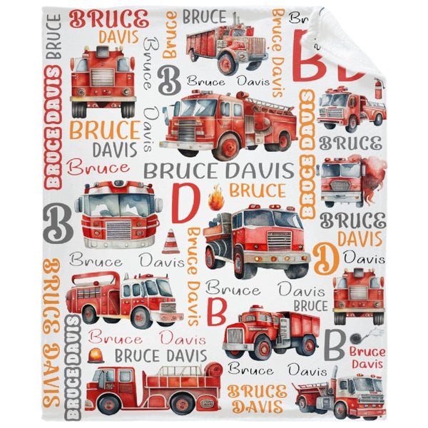 Custom Fire Engine Name Blanket
