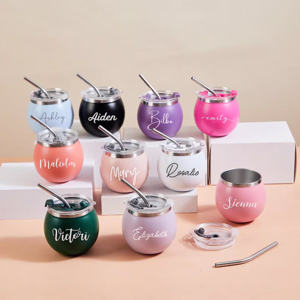 Personalized Mini Round Tumbler with Lid and Straw