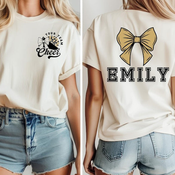 Personalized cheerleading t-shirts with team and name