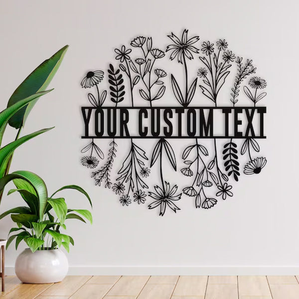 Wildflower Metal Wall Art, Custom Metal Sign