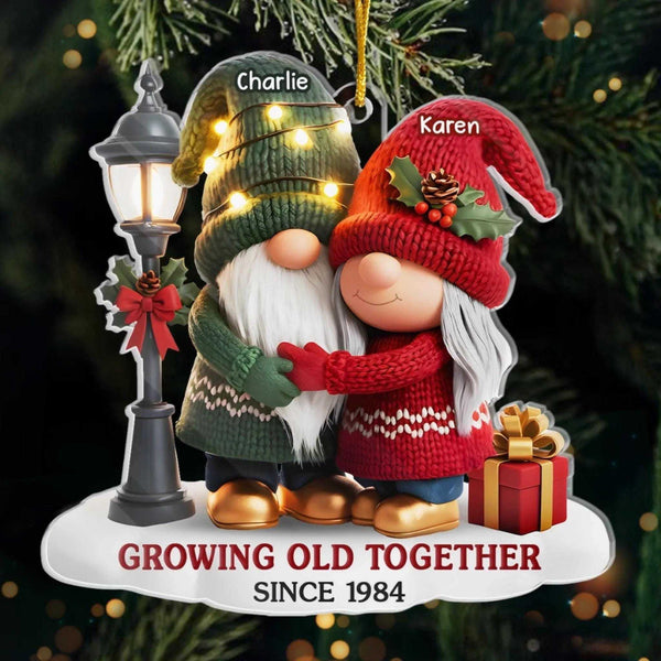 Custom Gnome Acrylic Ornament - Personalized Anniversary Christmas Wedding Gifts