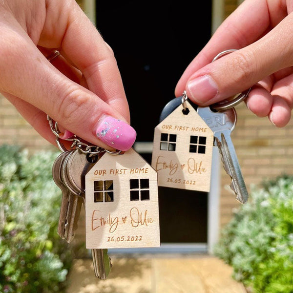 2x First Home Keyring, Our First Home Gift, First Home Keychain, Housewarming Gift, New House Gift