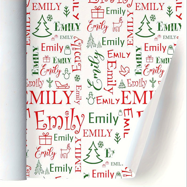 Personalized Text Wrapping Paper, Name Custom Birthday Wrapping Paper