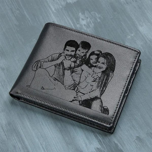 Personalized Engraved Men's Photo Wallet, Leather Wallet For Him