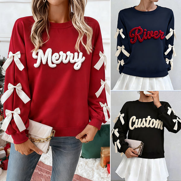 Christmas Chenille Yarn Embroidered Sweatshirt