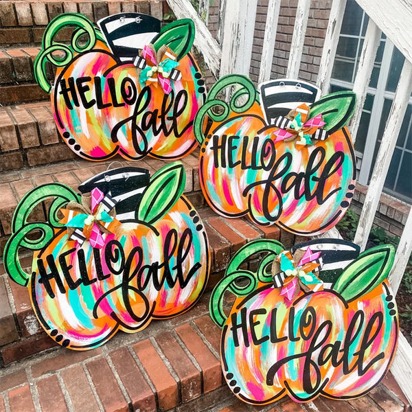 Fall Door Hanger - Pumpkin Door Decor - Autumn Door Sign