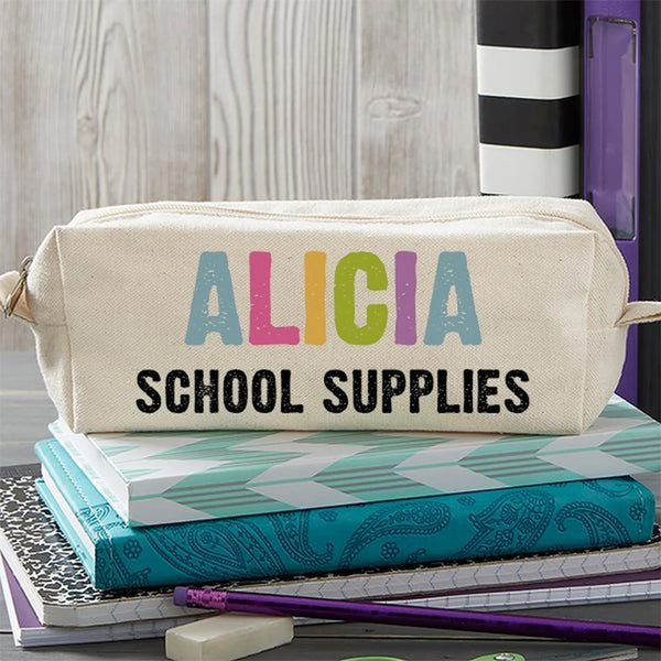 All Mine Personalized Canvas Pencil Case, Personalized School Supplies