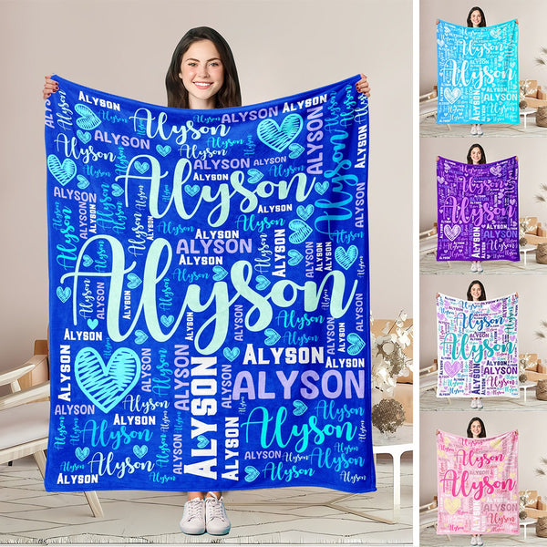 Custom Name Blanket for Boys & Girls - Soft Flannel Personalized Throw