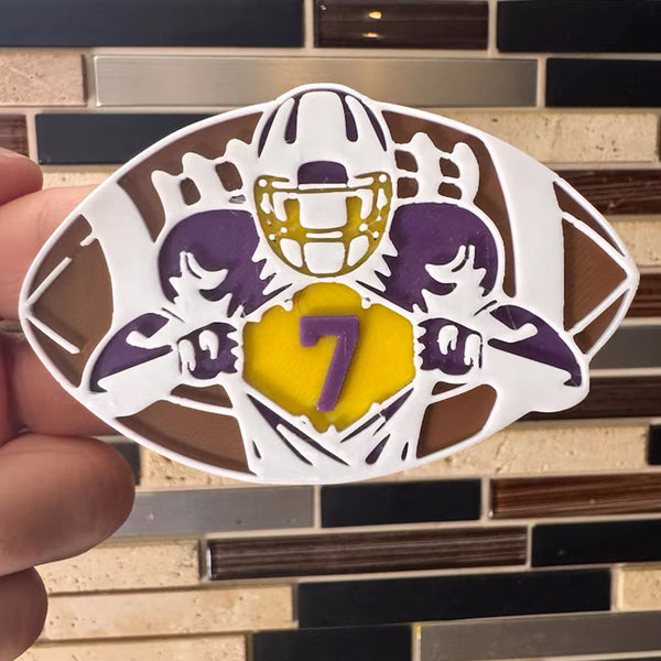 Football player, football number, bogg bag accessories