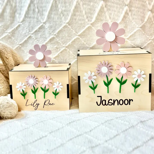 Personalized Flower Piggy Bank for girl - Baby Girl Gift