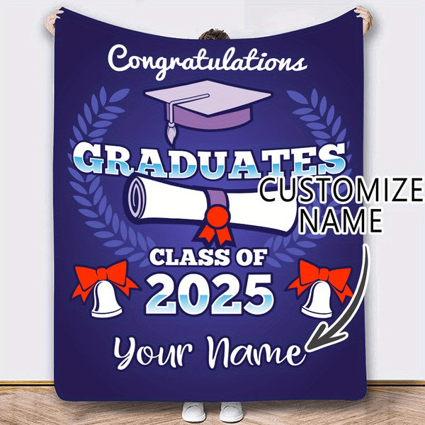 Custom 1pc Name Graduation Season 2025 Fleece Blanket Signature