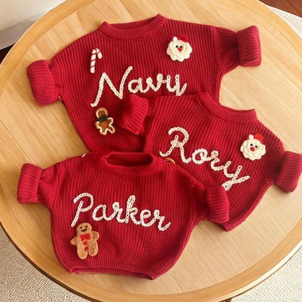 Red Baby Christmas Sweater|Personalized Santa Sweater with Name
