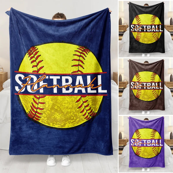 Personalized Softball Blanket, Softball Coach Gift, Gift For Her