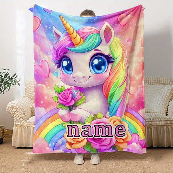 Personalized Name Adorable Mythical Creature Design HD Print Blanket