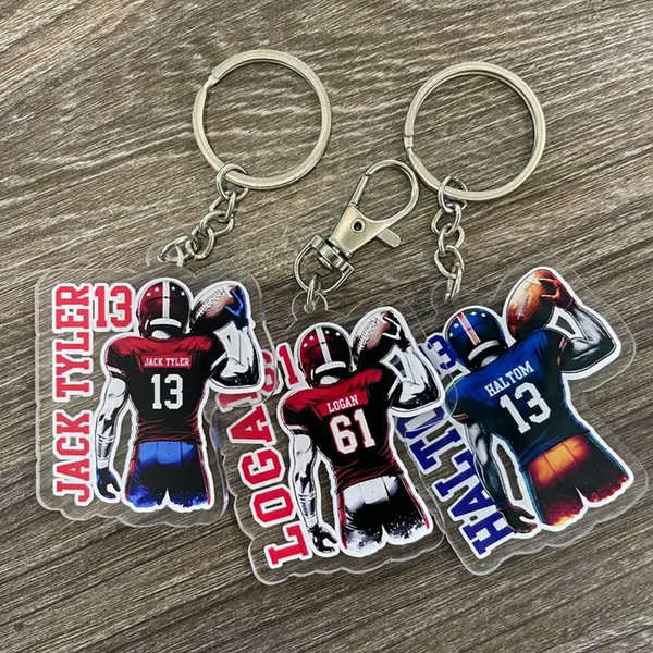 Custom Football Name Bag Tag | Personalized Name Keychain