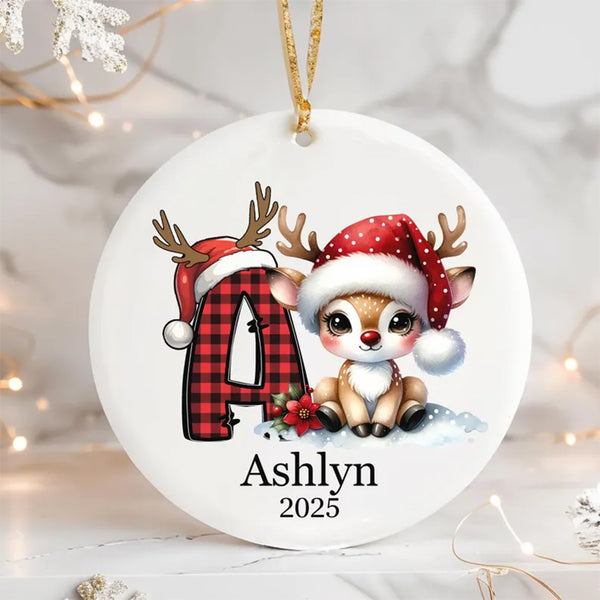 Custom Letter initial ornament, Ornament 2025, Kids Christmas Ornament Gift