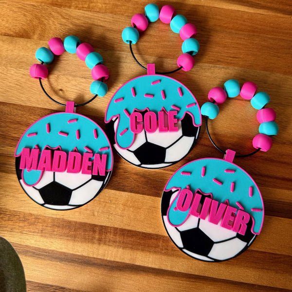 Soccer Ice Cream Drip Bag Tag – Personalized Name Tag for Bat Bag