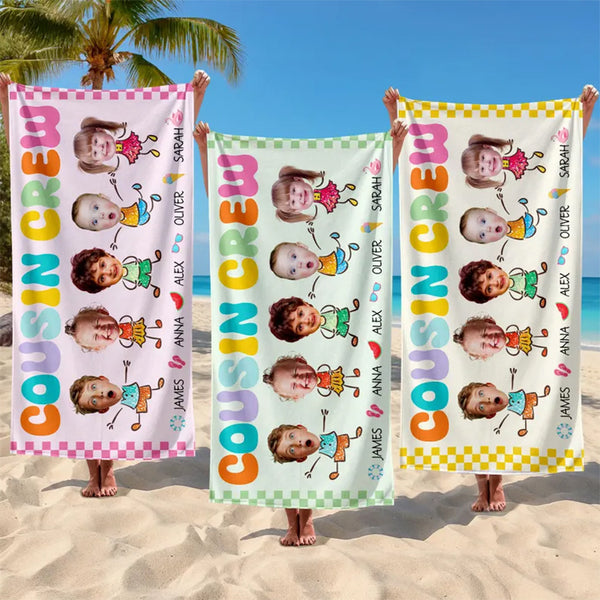 Personalized Cousin Crew Beach Towel With Names, Beach Towel For Cousin