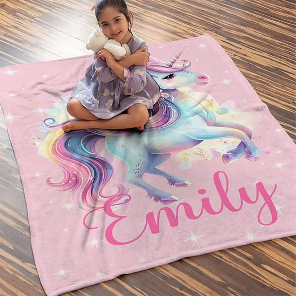 Personalized Fantasy Unicorn Soft Throw Blanket