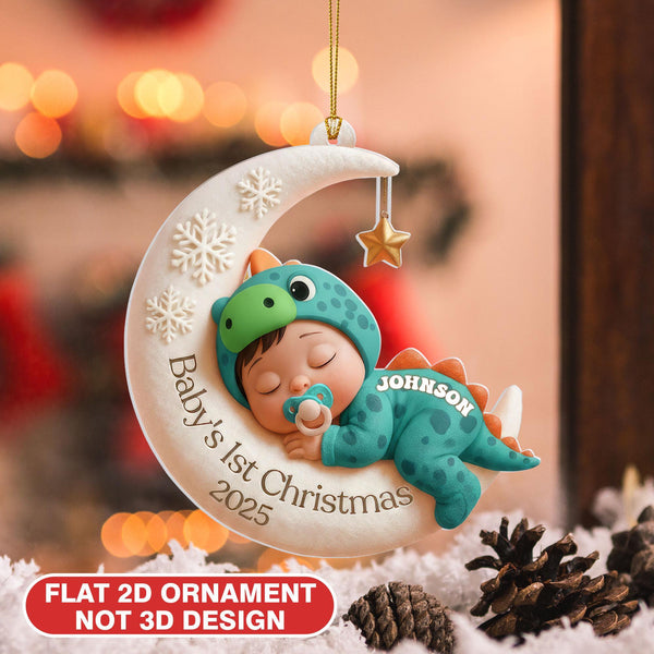 Personalized Baby's First Christmas Ornament Acrylic Moon Keepsake