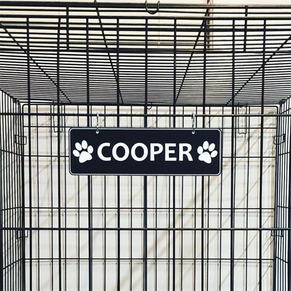 Kennel Pet Name Plate Dog Paw Crate Pet Tag Doghouse Sign