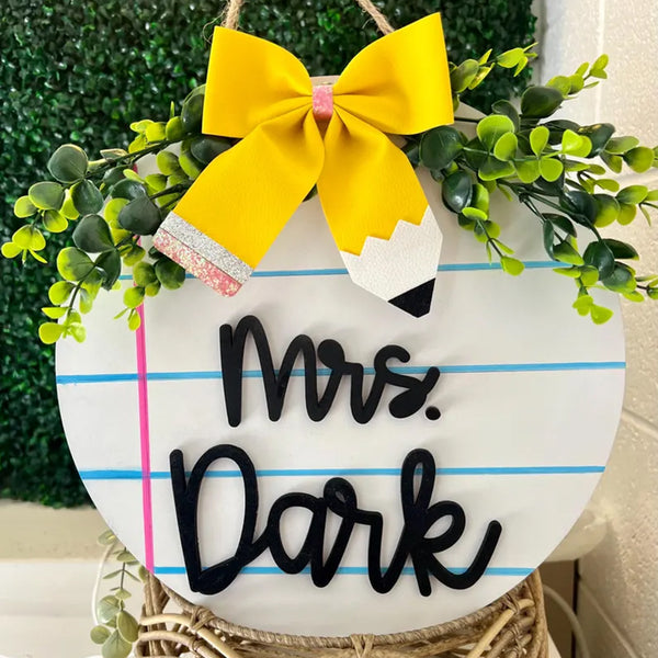 Personalized Teacher Door Hanger, 3D laser cut, teacher sign