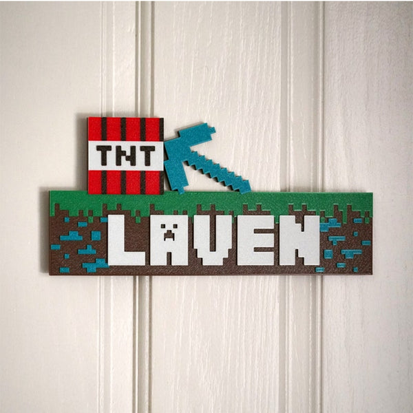 Name Sign Video Game Sign Last Name Sign Kids Room Sign Mine Sign Gamer Gift Kids Door Sign