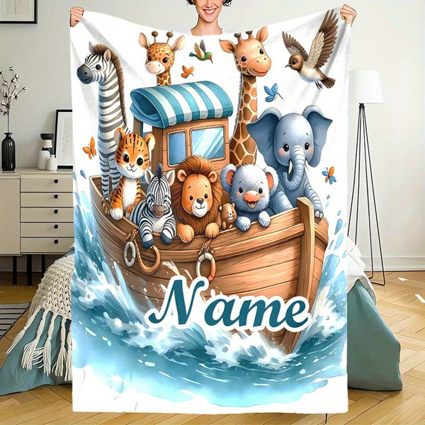Personalized Animal-Themed Flannel Blanket