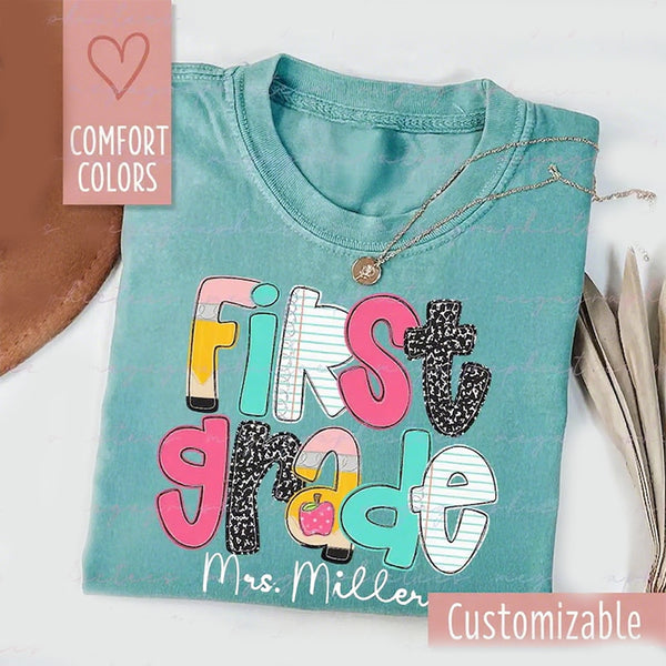 Personalized First Grade Teacher Shirt, Custom 1st Grade Teacher Shirt