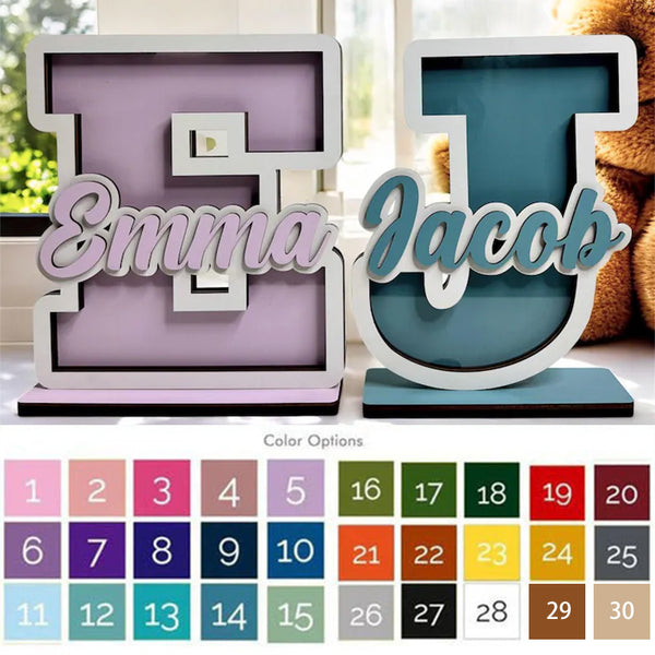 Custom Initial & Name Wooden Decor | Kids Name Piggy Bank